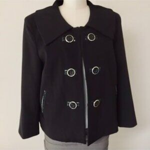 Vintage Chaus Cropped Military Style Jacket Black Women's Size 10P